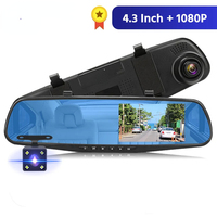Dashcam Car Dvr 4.3 Inch Mirror FHD 1080P Camera Optional Dual Lens DVR Rearview Mirror Dash Camera Video Recorder Auto