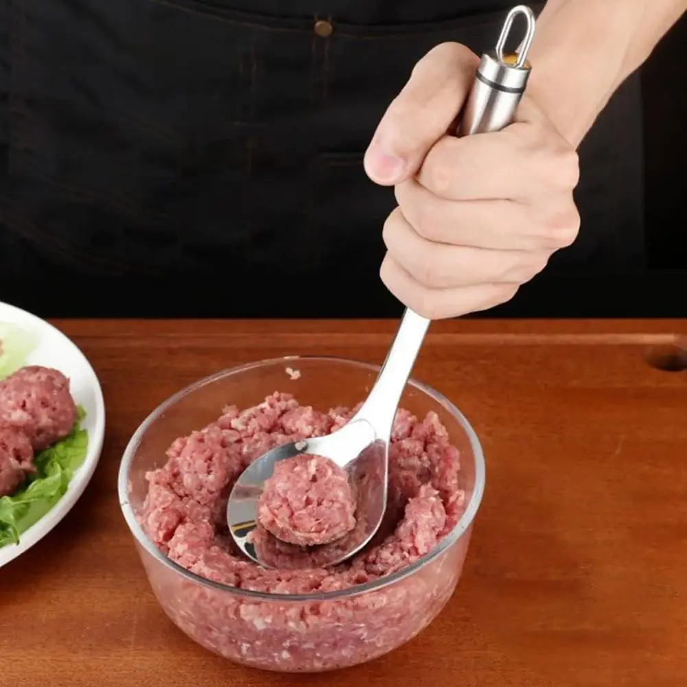 Stainless Steel Meatball Spoon Nonstick Squeezing Ball Maker Mold for Meat Fish Ball Easy Shape Kitchen Cooking Gadget Tool ﻿