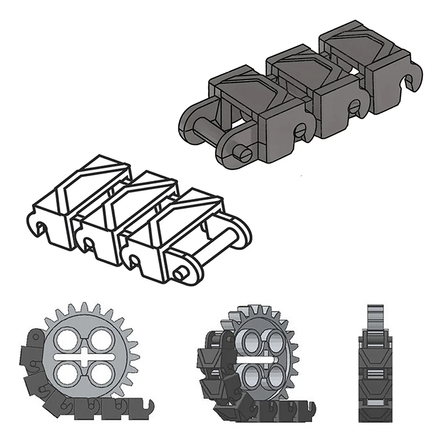 MOC Building Blocks Part Tank Chain Track Link Single Wide 1.5 Wide Double Wide Compatible 53992 88323 3873 3711 Track Tread Toy