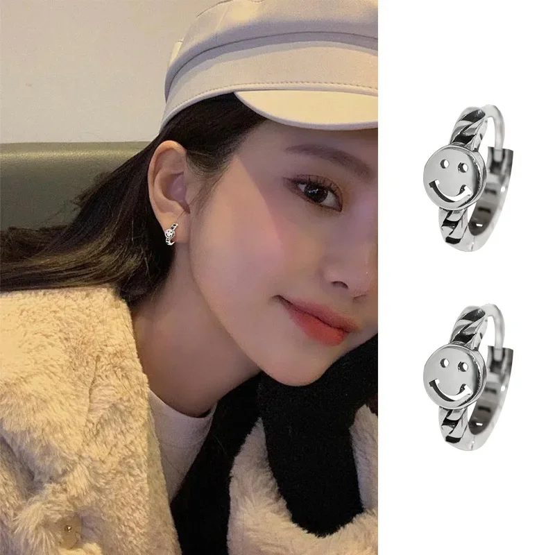 925 sterling silver retro Smile earrings new female niche design luxury premium earrings