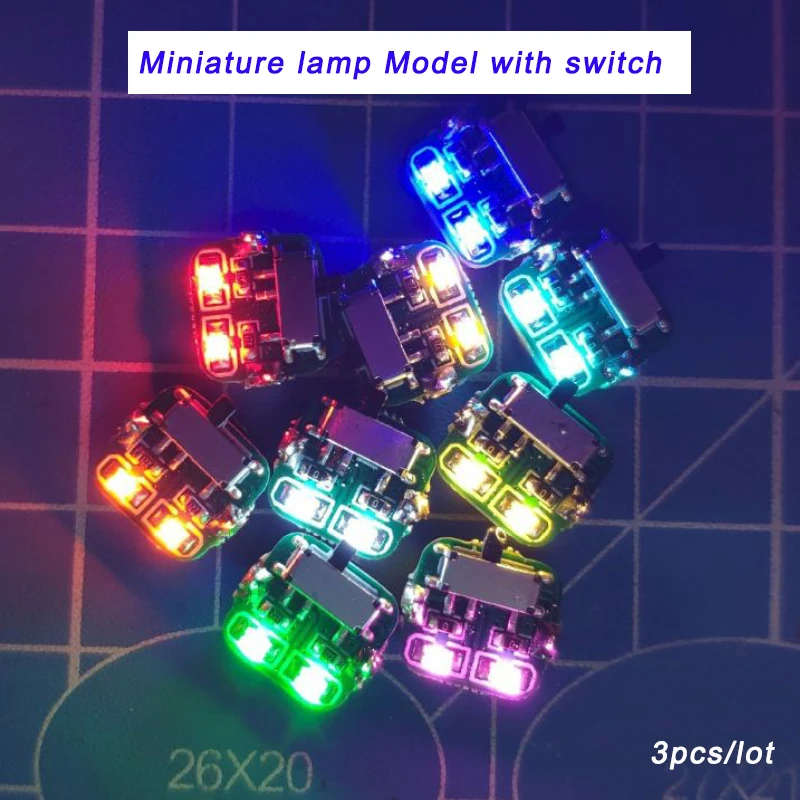 3Pcs Model Materials Double LED Lamp Switch Control Small Lights Toys Diy Making Miniature Scene Layout Diorama Kits