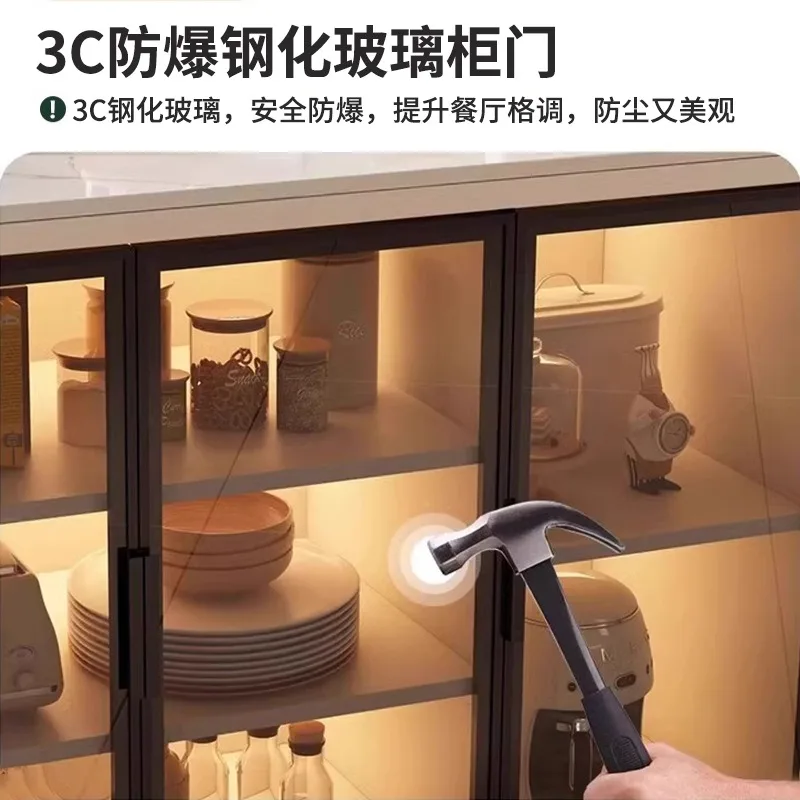 Kitchen Slate Shelf Multifunctional Vegetable Cutting Table Console Multi-layer Side Cabinet Locker Movable Island