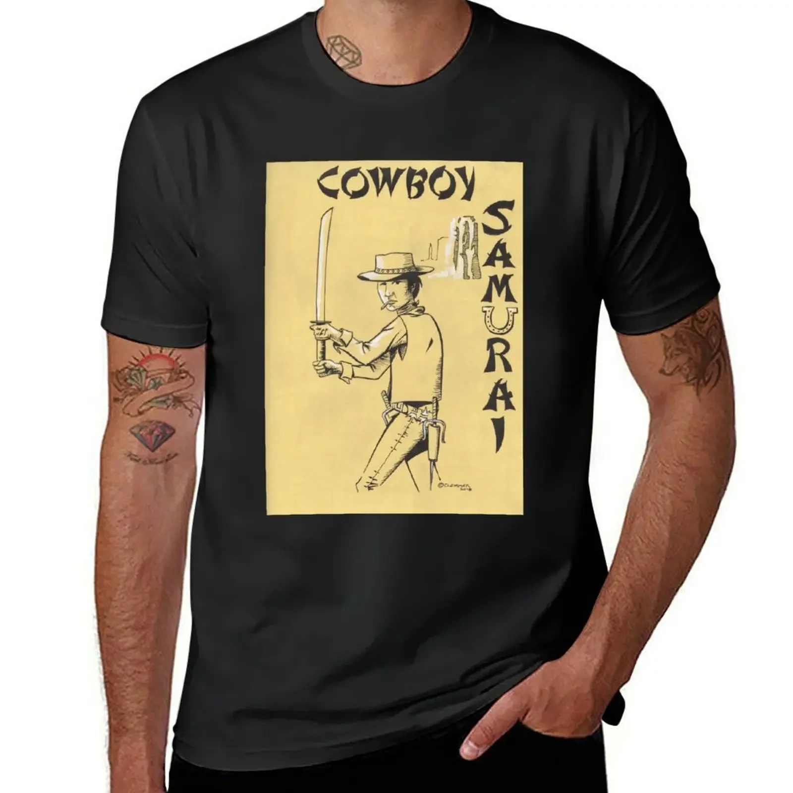 Cowboy Samurai T-Shirt Short sleeve tee vintage anime shirt man t shirt Short sleeve tee men