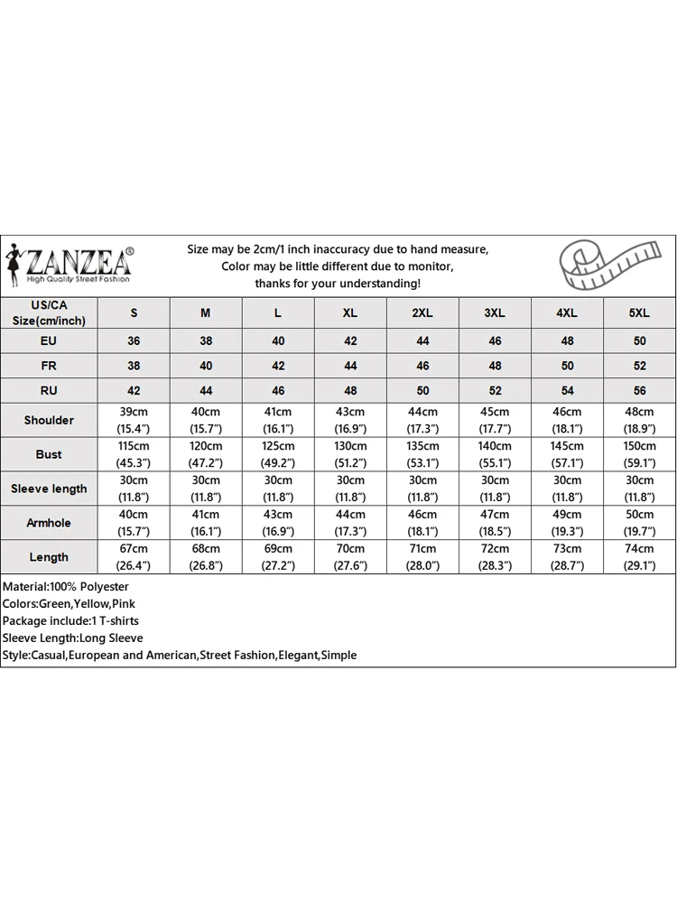 ZANZEA 여성용 캐주얼 루즈 긴팔 티셔츠, 컬러블록 상의, 질감 패턴 티, 휴일 가을 라운드넥 튜닉, 패션 블루사