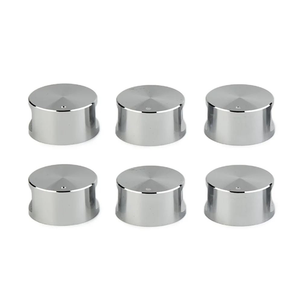 6PCS Zinc Alloy Round Knob Gas Stove Handle 38x19mm Silver Replacement Kitchen Accessories For Cooktop Oven Rotary Switch