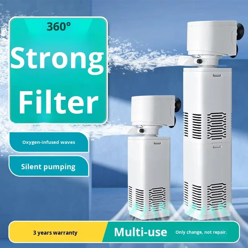 Plastic Fish Tank Filter Three-in-One Filter Pump Circulation System Oxygen Pump Built-in Aquarium Mute for Fish Tank & Aquarium