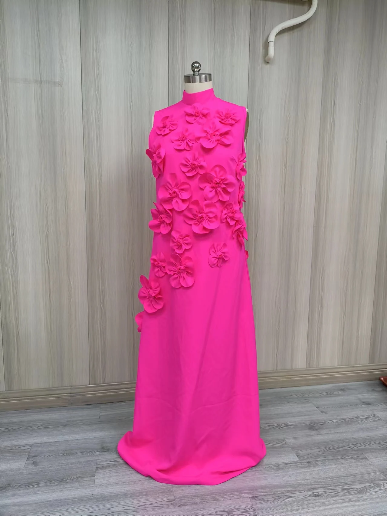 Giggle Crepe Luxury A-line New Arab O-neck Elegant Gown for women with flowers Ankle Length Formal saudi evening dresses 2024