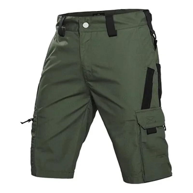 Mens Cargo Shorts Summer Tactical Cropped Trousers Outdoor Waterproof Multi-pocket Bermudas Pants Camo Ripstop Hiking