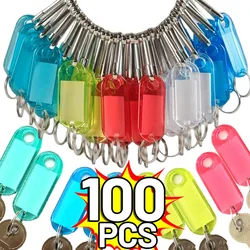 5/100Pcs Double-sided Clear Key Tag Colorful DIY ID Label Tags Luggage Hotel Number Classification Card Keychain Number Plate