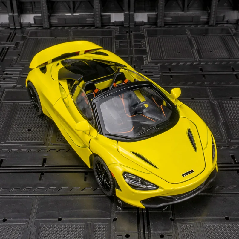 Modèle de voiture en alliage McLaren 720S à l'échelle 1:24, objet de collection, avec portes des deux côtés qui peuvent s'ouvrir.
