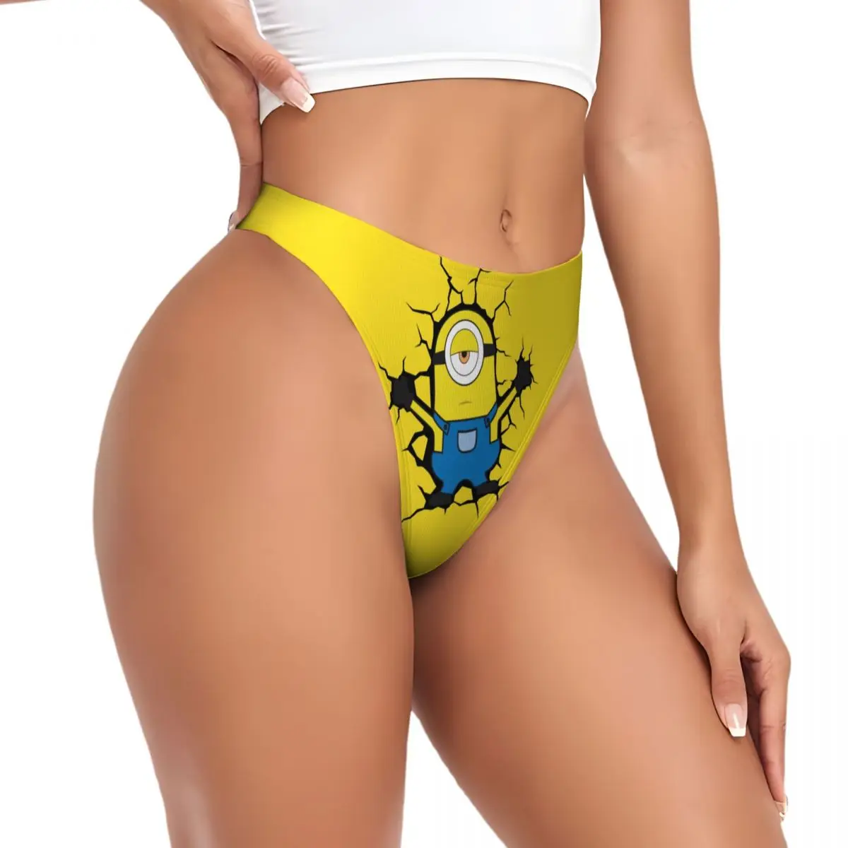 Custom Womens Minions Broke The Wall G-string Panties Female Comfort Thongs Underwear