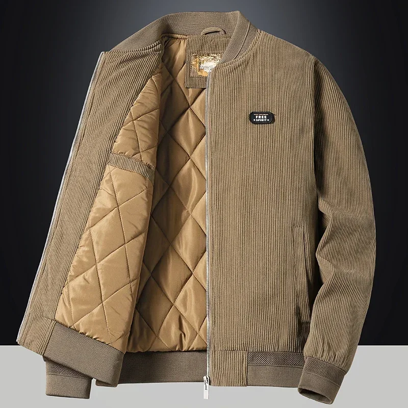 

Men's Thick Cotton Jacket Coat Large Size New Autumn Winter Stand Collar Slim Jacket Men's Fashion Casual Warm Corduroy Outwear
