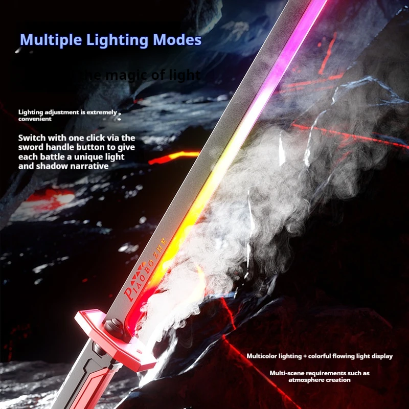 سيف ليزر جديد مع دخان متعدد الألوان تغيير أضواء LED تأثيرات صوتية لعبة الخيال العلمي للأطفال الكبار الدعامة السيف تأثيري هدية #2