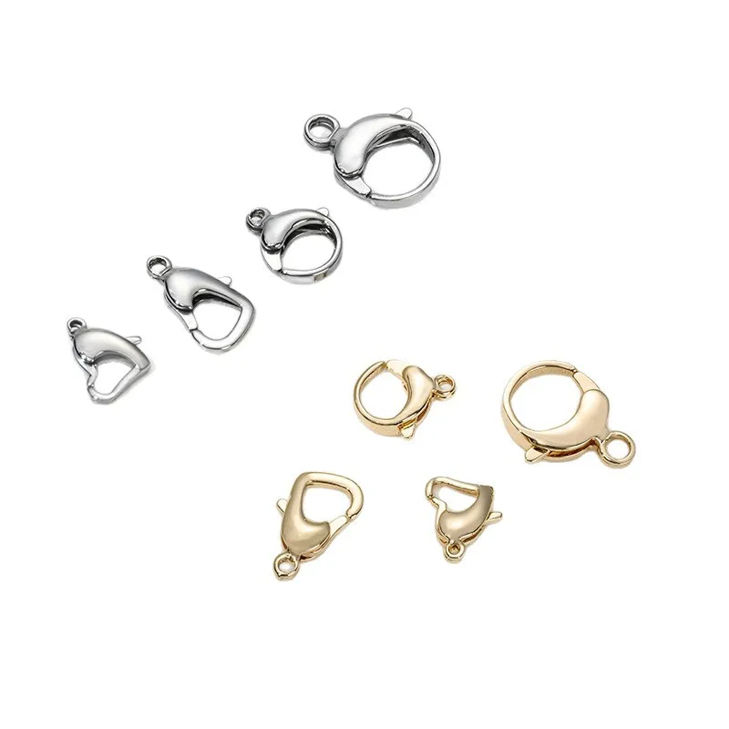 Titanium Steel Heart Clasp Lobster Clasp Stainless Steel QQ Clasp Spring Jewelry Connection End Accessories
