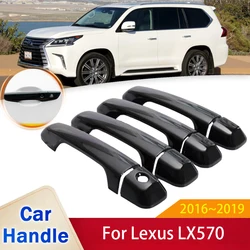 Fit for Lexus LX570 J200 LX450d 2016~2019 Gloss Black Smart Door Handle Cover Style Sticker Trim Car Protective Film Accessories