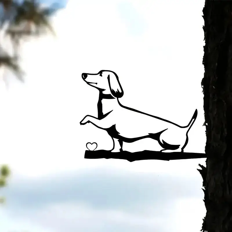 1pc Dachshund Steel Silhouette Metal Wall Art Garden