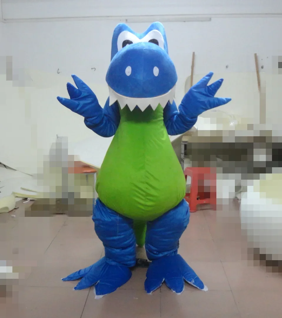 Christmas Funny Blue Dinosaur Dragon Cartoon Mascot Costume Adult Size Christmas Outfit Fancy Dress For Halloween Carvinal Pa