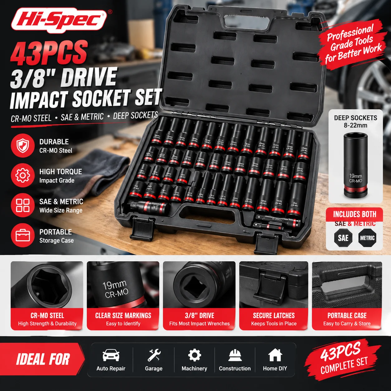 Hi-Spec 43PCS 3/8