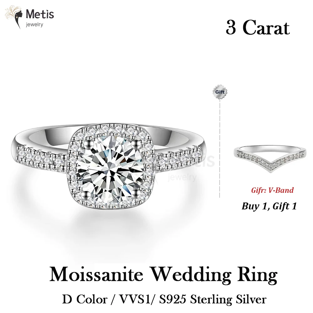 

Moissanite Wedding Ring Set 925 Sterling Silver Moissanite Engagement Rings D Color VVS1 Moissanite Ring for Women Wedding Sets