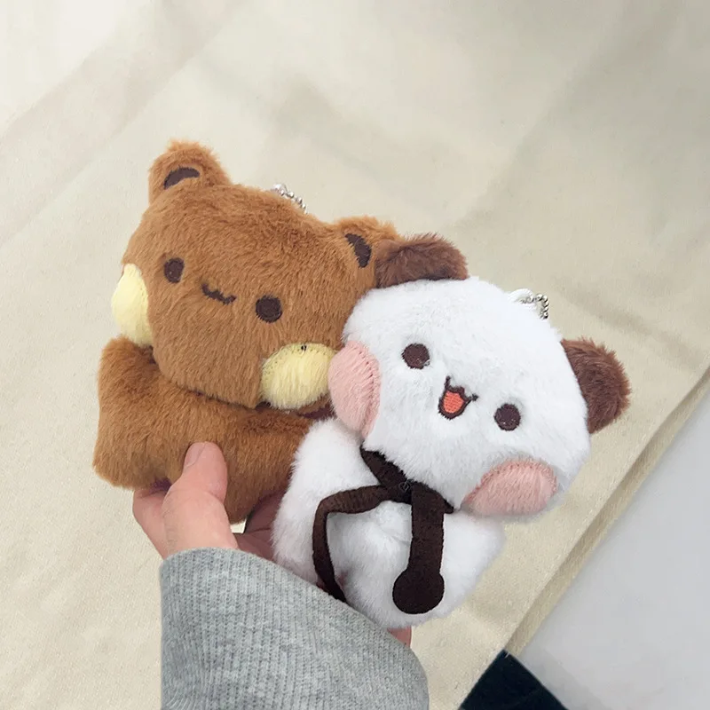 Cute Cartoon Bubu and Dudu Panda Yier Plush Keychain Toy Bear Plushie Doll for Kids Birthday Gifts Kawaii Soft Stuffed Toys