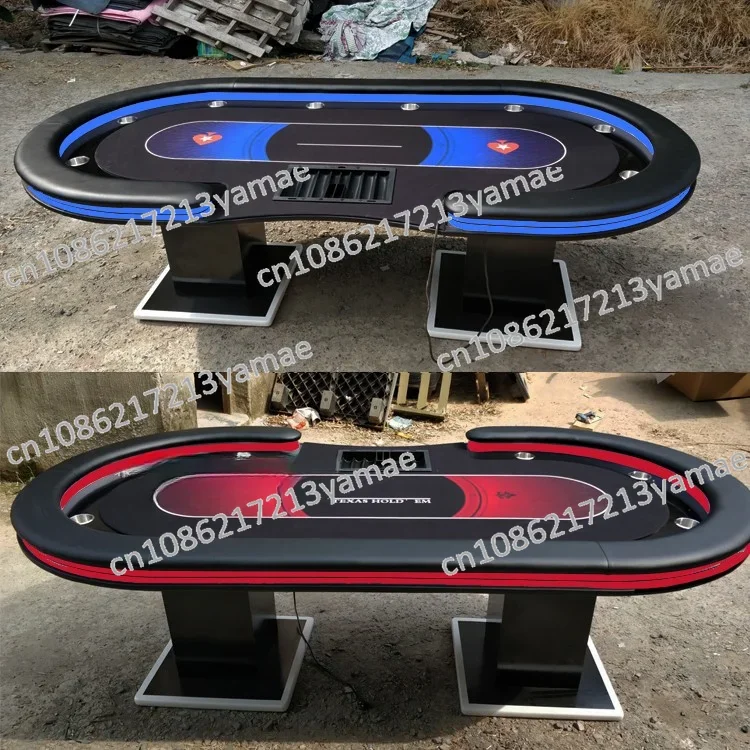 Poker Table with Remote Control LED Light Color Changeable Competition Table