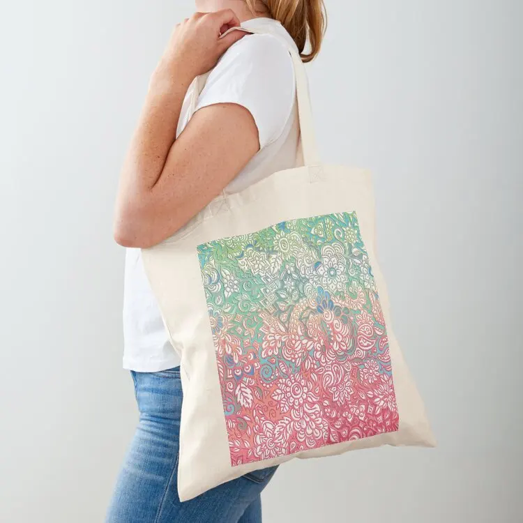 

Soft Pastel Rainbow Doodle Tote Bag shopping bags foldable bags woman 2025 bag luxury women reusable shopping bag