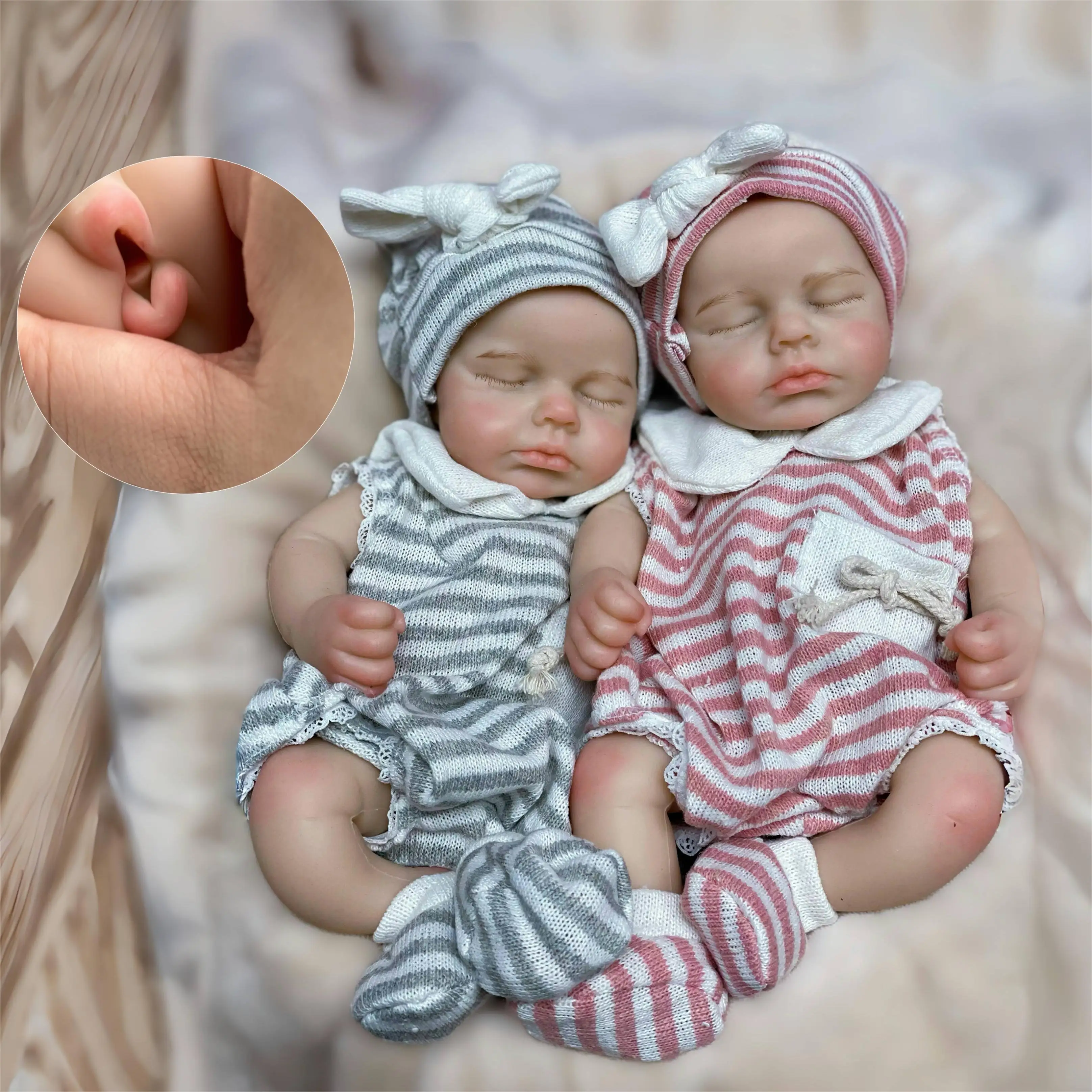 33CM Open Mouth Silicone Loulou Girl&Boy Bebe Reborn Dolls Handmade Painted Full Body Soft Solid Silicone Newborn Baby Doll Toy