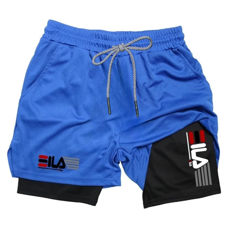 

Men's Compression Shorts, 2 in 1 Double Layer Breathable Sports Shorts For Gym And Fitness, Casual Quick Drying Shorts For Beach