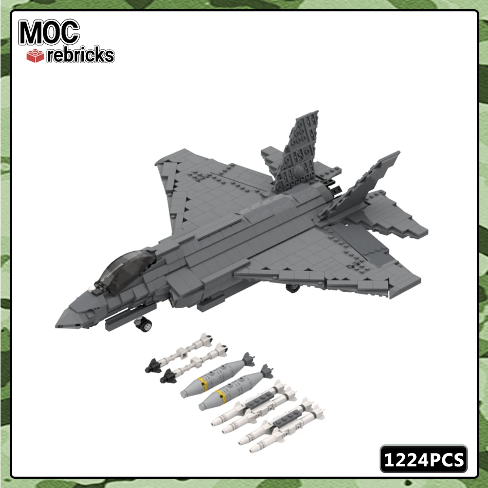 MOC Military Series WW2 US Air Force F-35C Fighter Joint Aircraft Building Block Model Set DIY Boy Toys Hobbies Holiday Gifts