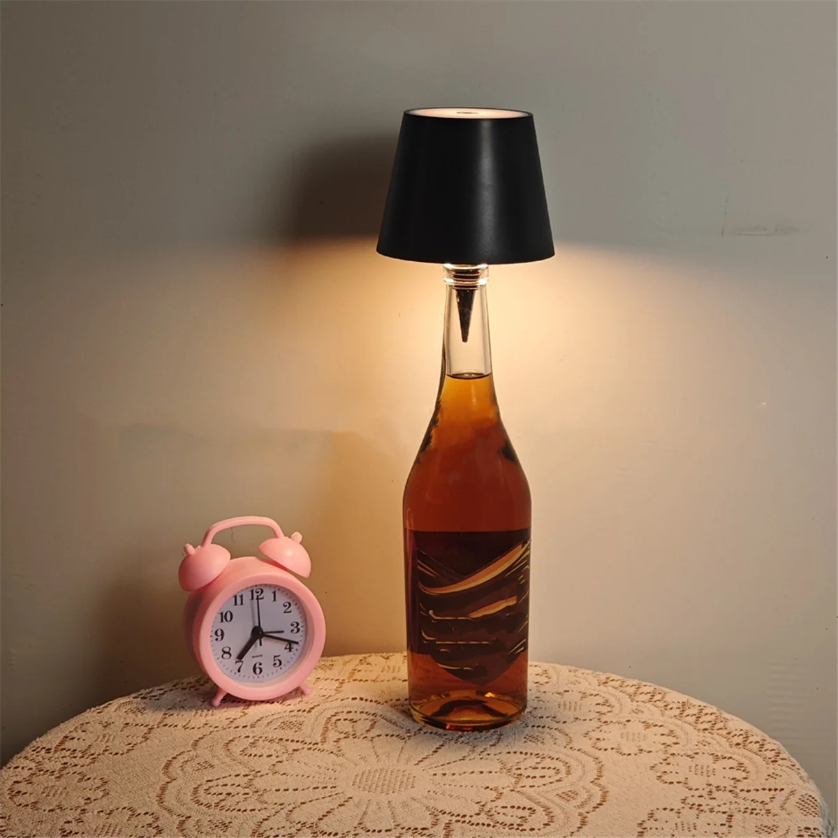 LED Bottle Light Touch Wireless Table Lamp 3 Colors Bottle Lamp for Indoor/Outdoor Restaurants and Bars Black