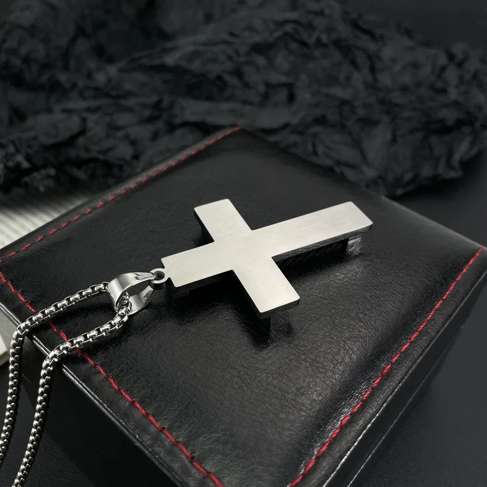 JHSL Male Men Big Cross Pendants Christian Necklace Fashion Jewelry Chain Black Silver Gold Color Stainless Steel New 2024