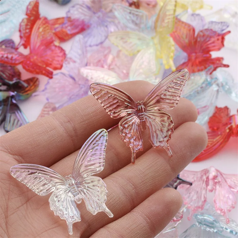 Wholesale 50pcs/lot color print animals cartoon butterfly shape acrylic straight hole beads diy jewelry accessory image 2