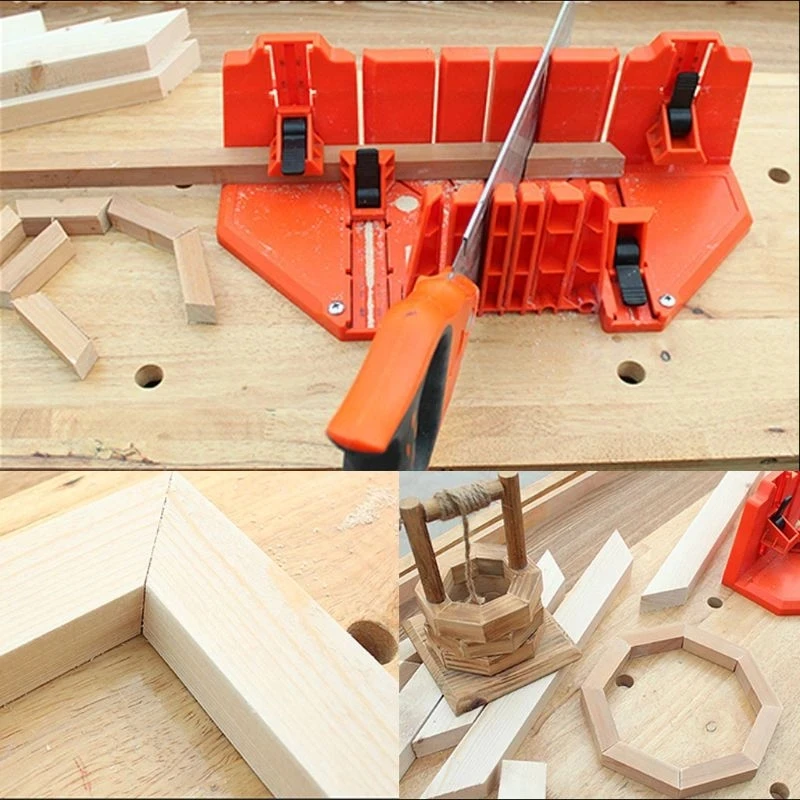 O50 Woodworking Clamping Mitre Box Diagonal Saw Cabinet 45 90 Degree Saw Box Angle Saw Oblique Cutting Groove Sawing Guide Slot