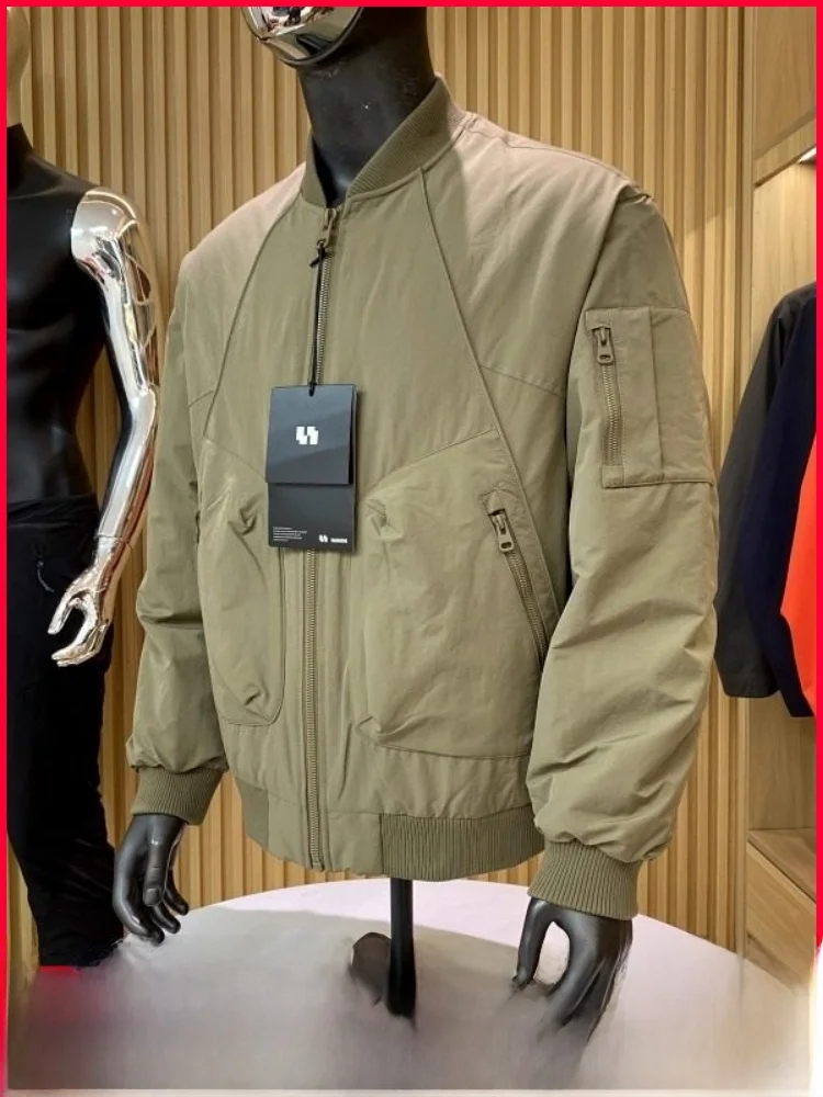 

Classic Retro MA Men's Faionable Baseball Collar Pilot down Jaet 85 Du down Warm Windproof Polyester Fiber Zipper Sle