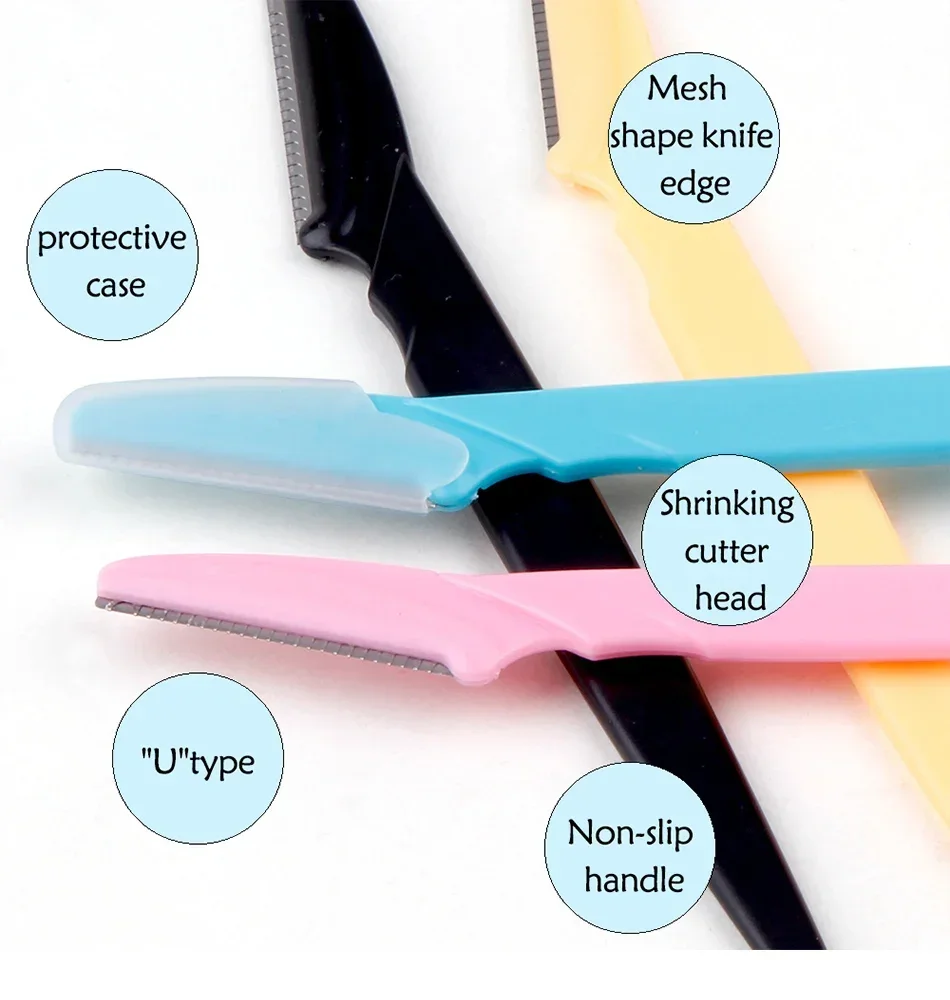 3/10Pcs Augenbraue Epilation Haar Entfernung Schneider Sicherheit Messer Make-Up Schaber Augenbraue Trimmer Klinge Frauen Gesicht Rasierer Tragbare – Detail 8