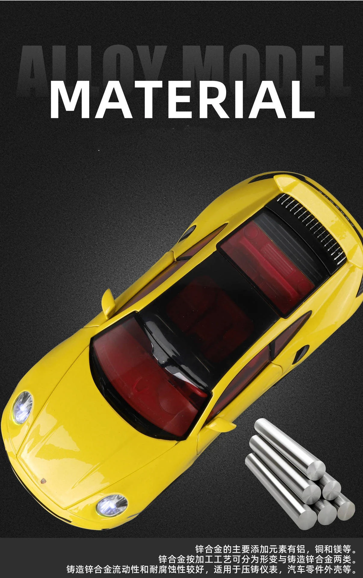 1:24 Porsche 911 992 Turbo S Legierung Sportwagen Modell Druckguss Metall Rennfahrzeug Auto Modell mit Simulation Sound und Licht Kinderspielzeug Geschenk – Detail 4