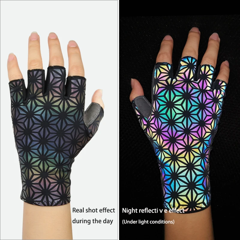 Giyo Colorful Luminous Full Finger Cycling Anti-slip MTB Mitten Reflection Dazzle Road Bicyle MTB Bike Motorcycle Short Gloves