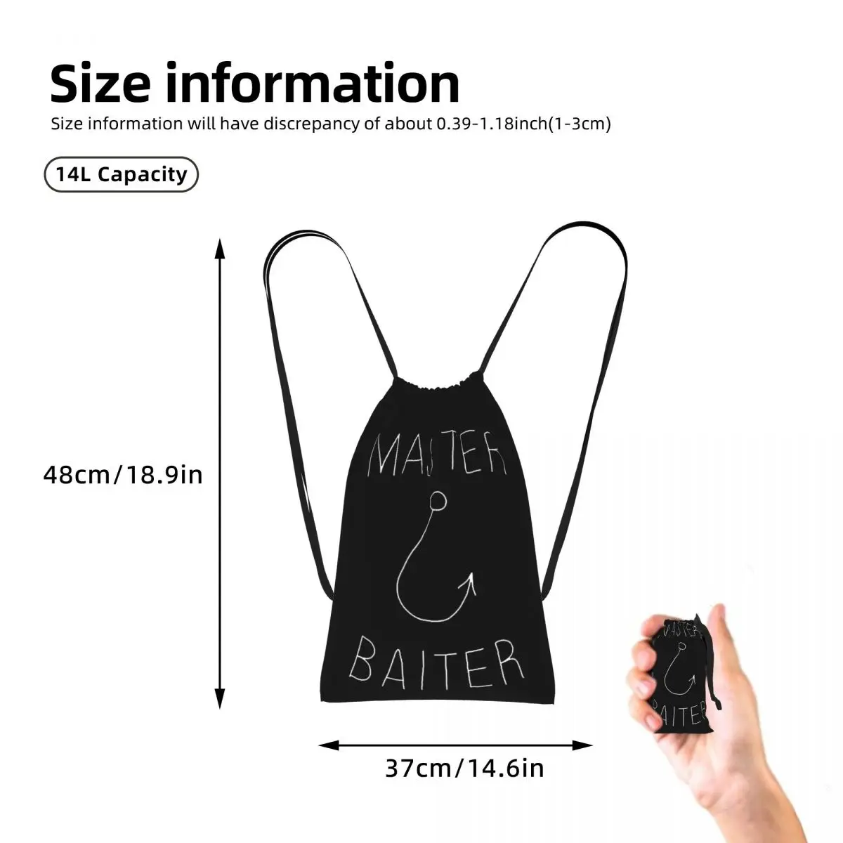 Master Baiter Drawstring Backpack hiking cycling Bag Portable Travel Drawstring Bag for Men Women