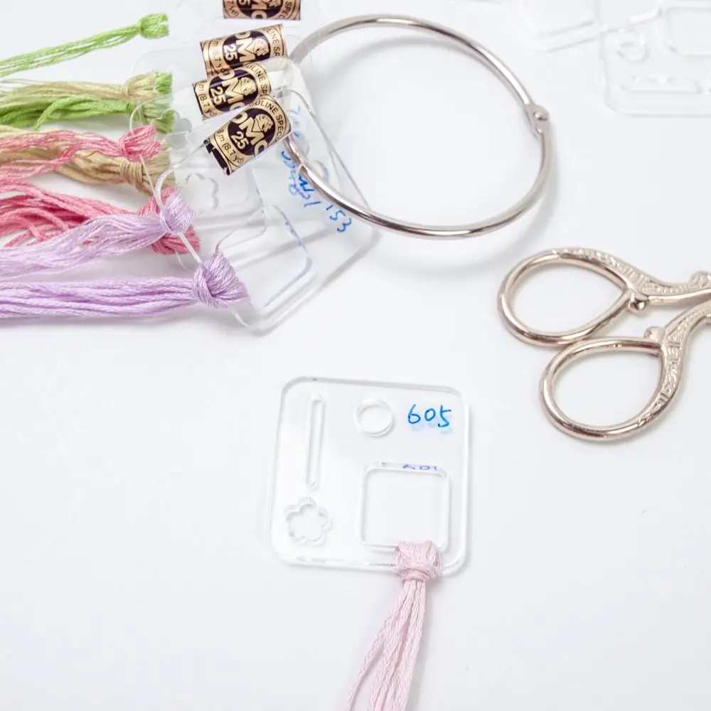 Embroidery Floss Embroidery Thread Holder Household Supplies String Ribbons Bobbins Floss Organizer Label Transparent