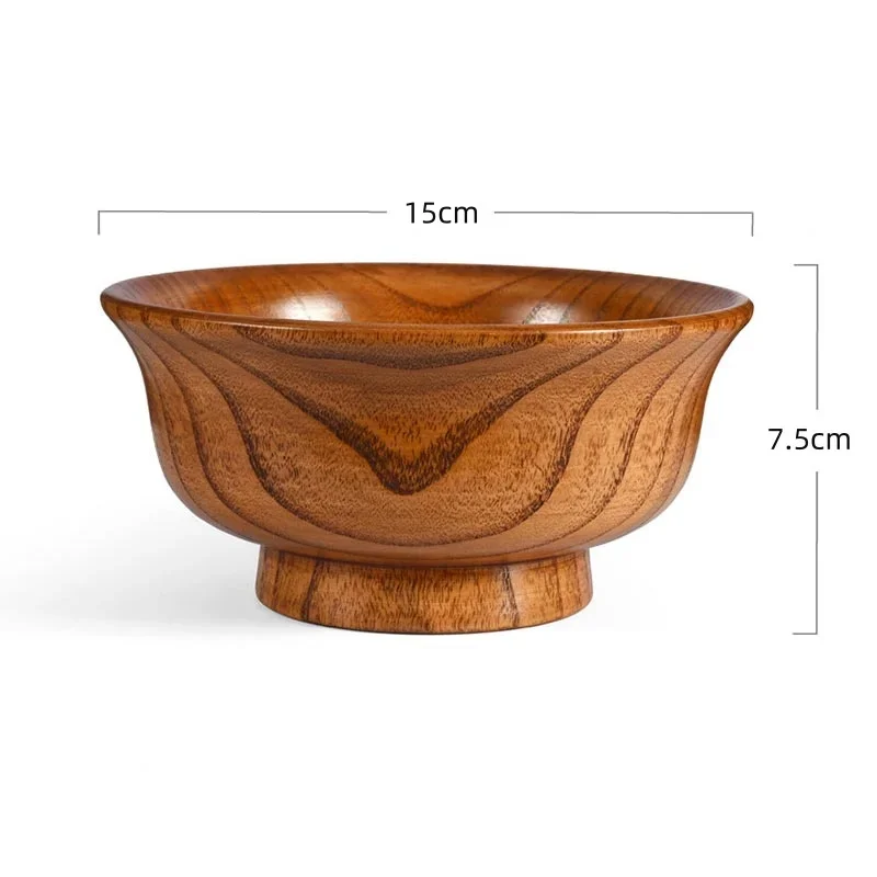 Natural Wood Bowl Sauce Salads Salad Ramen Bowl, Anti Edge High Milk Foot Tea Wooden Bowl Restaurant Creative Anti Scald