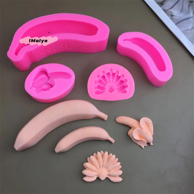 M-1Pc 3D Fruit Banana Silicone Mold Cake Plaster Banana DIY Making Candles Aromatherapy Soap Gypsum Baking Decoration Mold