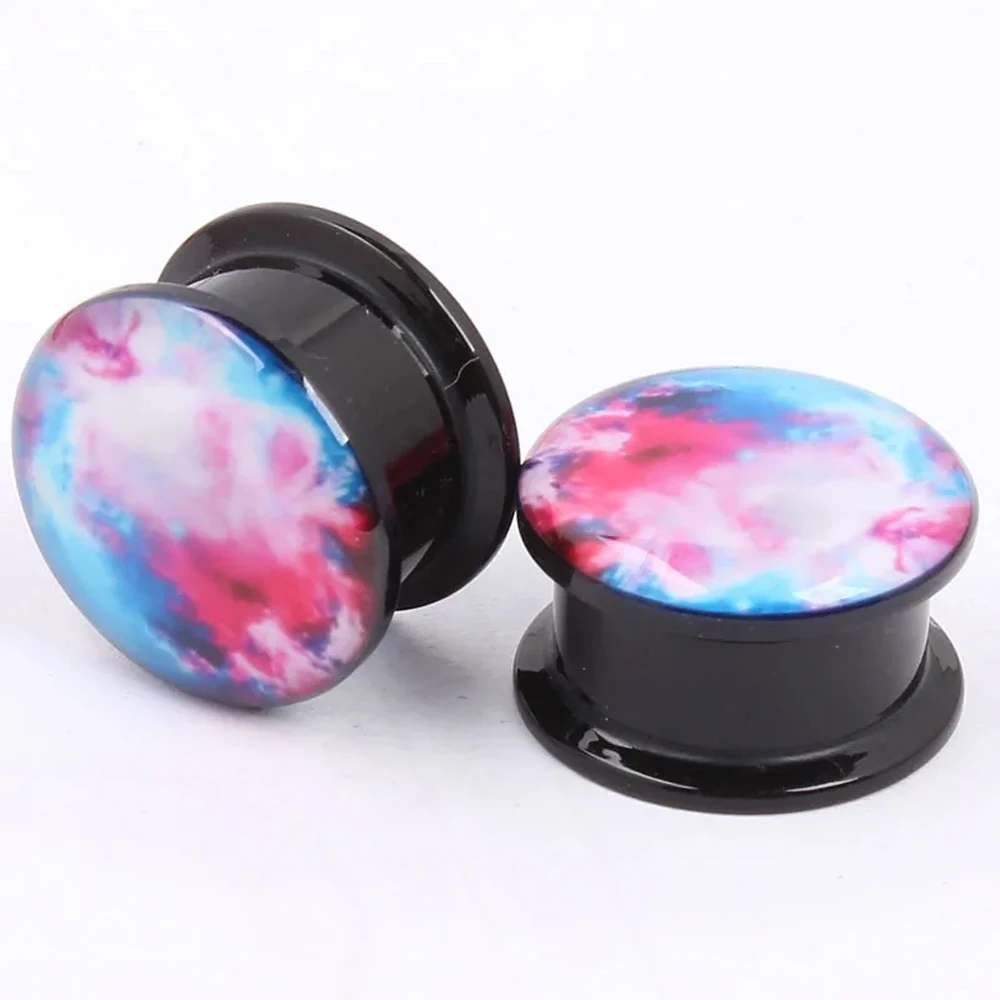 1 pair Blue and Pink sky acrylic screw fit flesh tunnel ear plug gauges ear expander Body Piercing Jewelrys