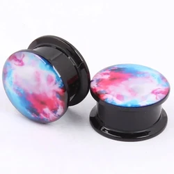 1 pair Blue and Pink sky acrylic screw fit flesh tunnel ear plug gauges ear expander Body Piercing Jewelrys
