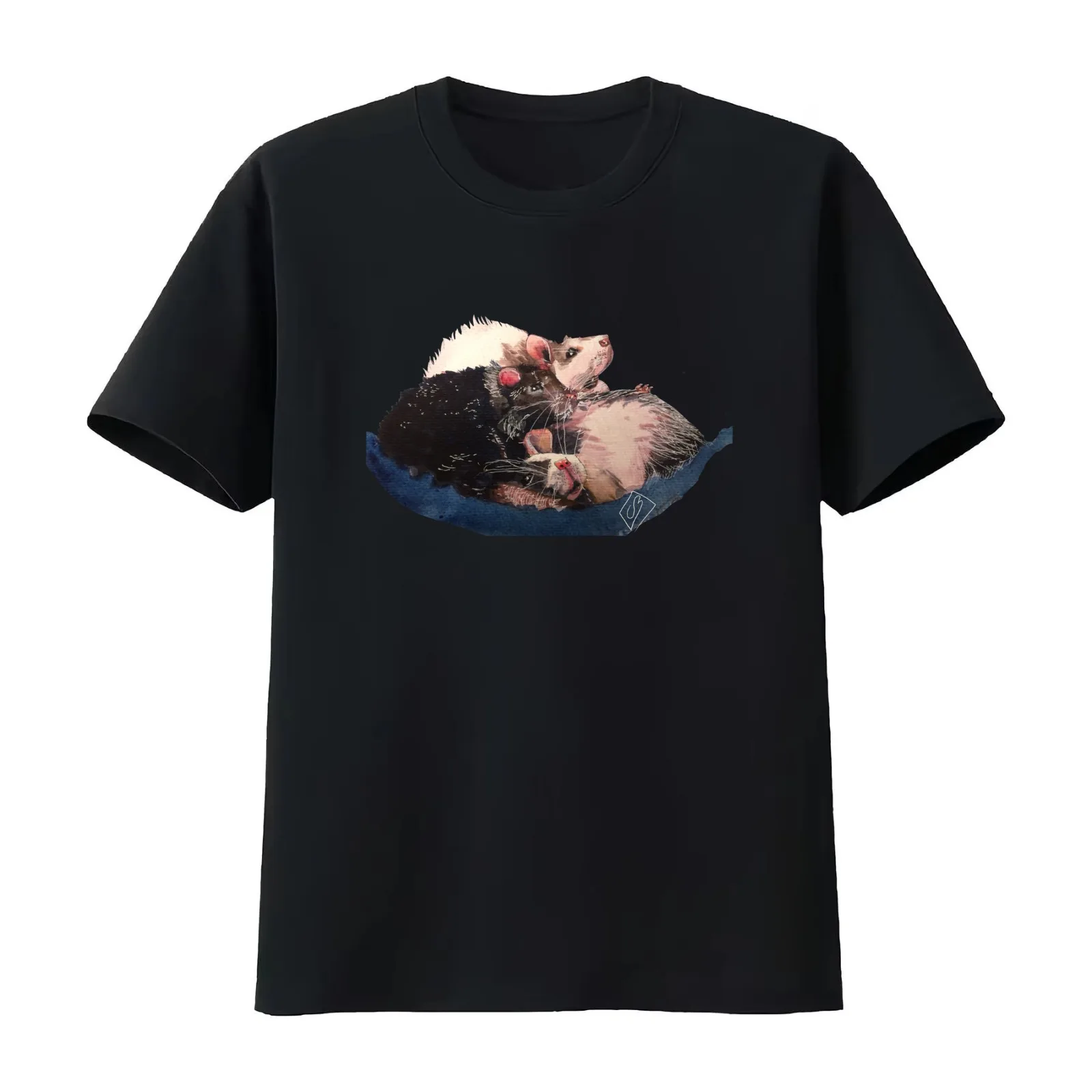 Rats cuddling T-Shirt Summer Casual Cotton Tee Oversized Streetwear Tops Vintage Graphic Print Loose Fit Short Sleeve