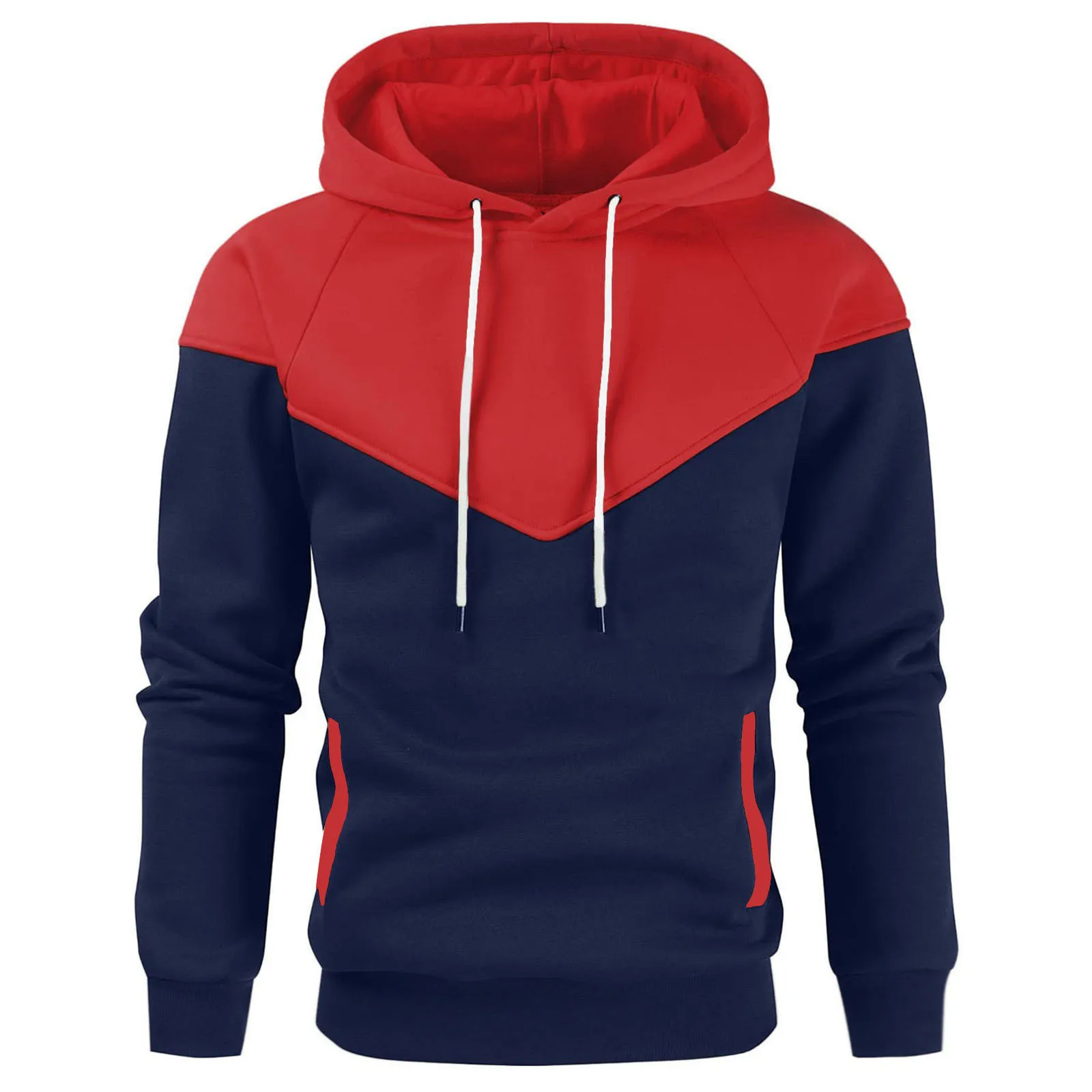 2024 New Men\'s Autumn/Winter Splicing Hoodie Outdoor Casual Sportswear Street Fashion Fleece Warm Loose Hoodie
