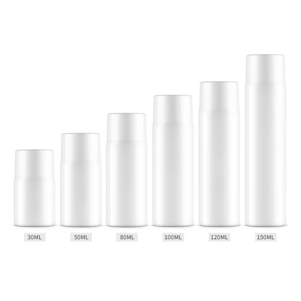 10pcs Airless Pump Bottles Milky White Cosmetics Container Vacuum Empty Lotion Bottle Plastic 30ml 50ml 80ml 100ml 120ml 150ml