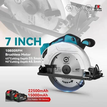 เลื่อยวงเดือนไร้แปรงถ่านขนาด7นิ้ว180มม. 10800รอบต่อนาที3ใบเลื่อยไร้สายเครื่องมือตัดไม้สำหรับเลื่อยไฟฟ้าแบตเตอรี่ Makita 18V