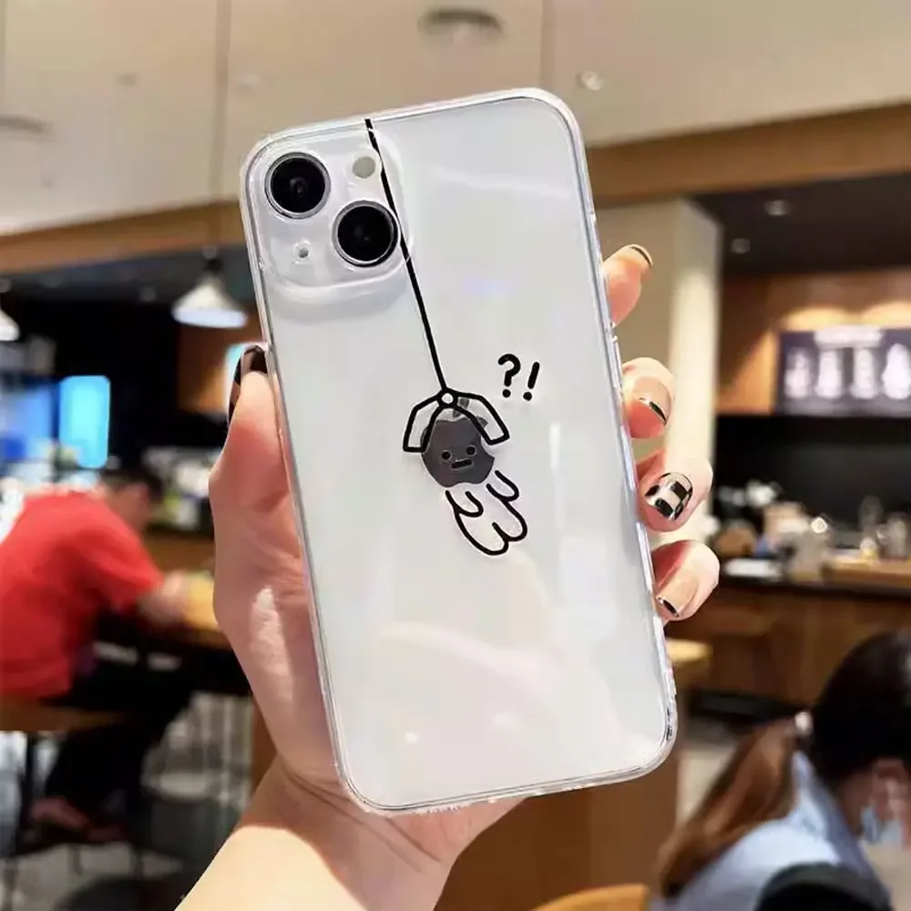Funny Matchstick Men Couples Phone for iPhone 17 16 15 14 13 12 11 Pro Max 7 Plus Mini Shockproof Transparent Soft Cover Fundas