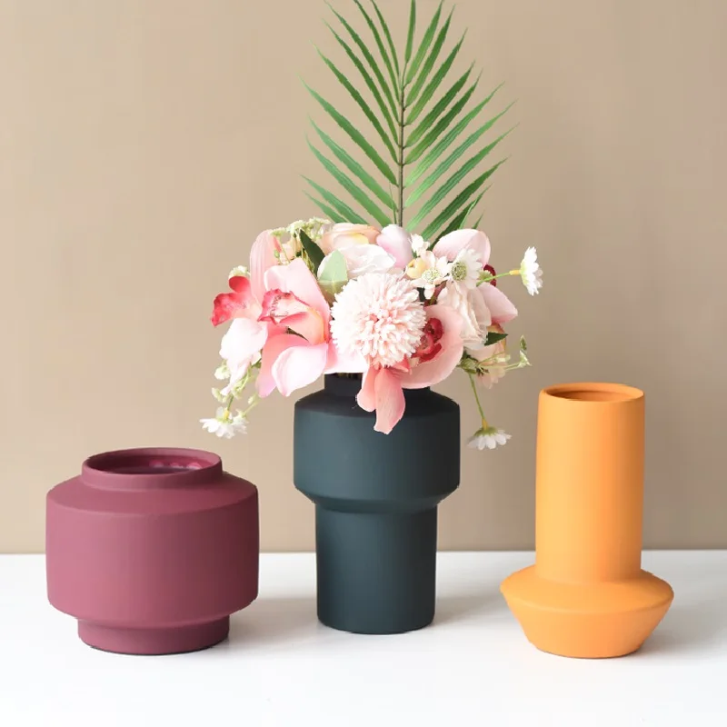 Vase Nordic Color Department of Creative Modern Art Dried Flower Ceramic Household Decoration Geometric Arrangeme Home Decor