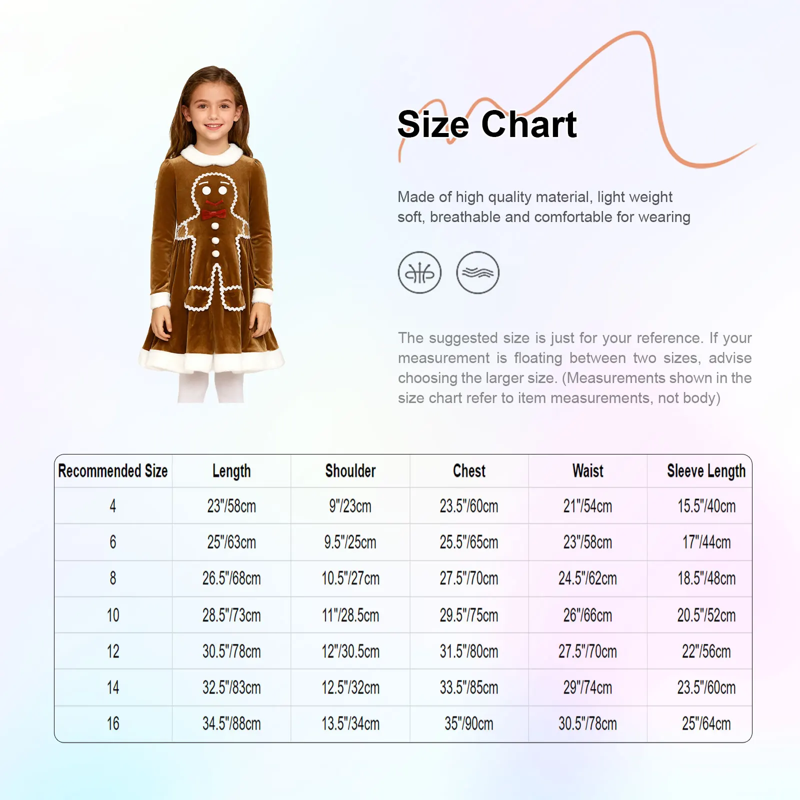 أطفال بنات عيد الميلاد الزنجبيل رجل تأثيري حلي طويلة الأكمام الزنجبيل الخبز نمط المخملية فستان عيد الميلاد السنة الجديدة ملابس للحفلات